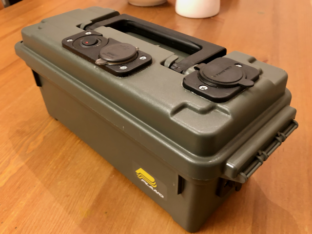 Kayak battery box, Plano field box, two 12 volt batteries wired in